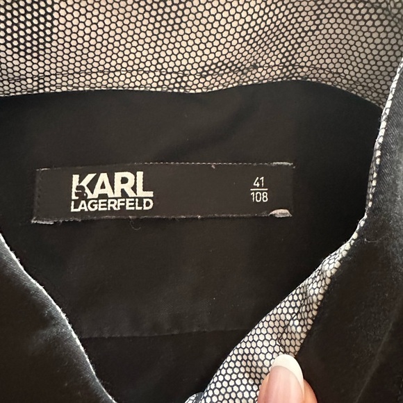 Karl Lagerfeld Black Dress Shirt Classic Formal - Picture 4 of 9